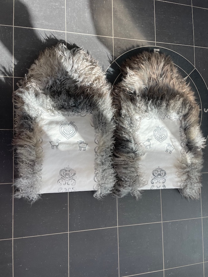 babypose babyfell saueskinn baby urnorsk beskyttelse 