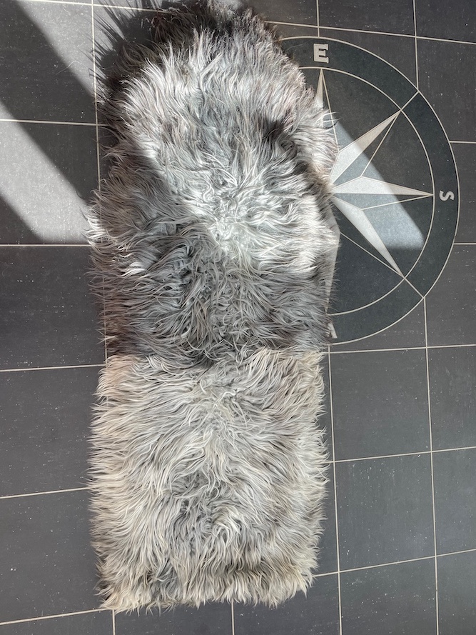 babypose babyfell saueskinn baby urnorsk beskyttelse 